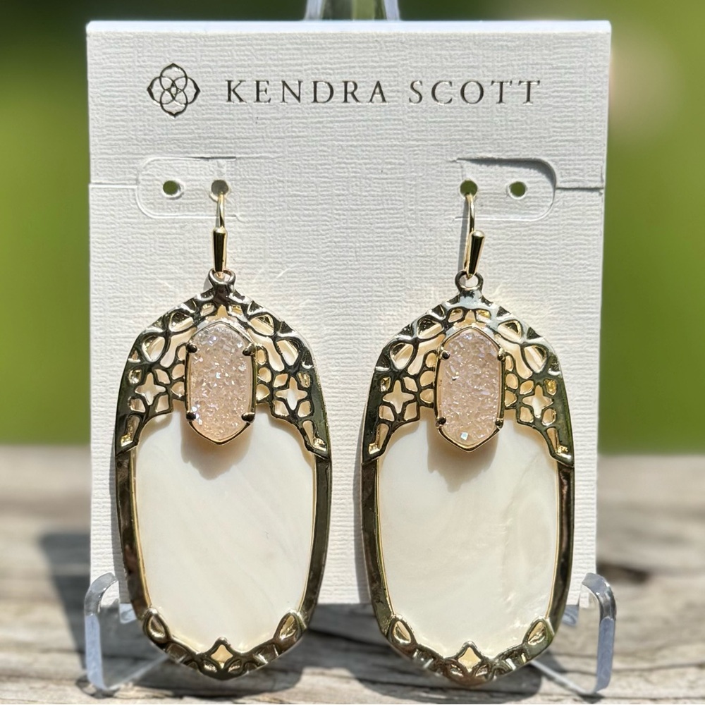 ✨ RARE Kendra Scott Deva Earrings | Opalite & Drusy | Glam Rocks Statement ✨